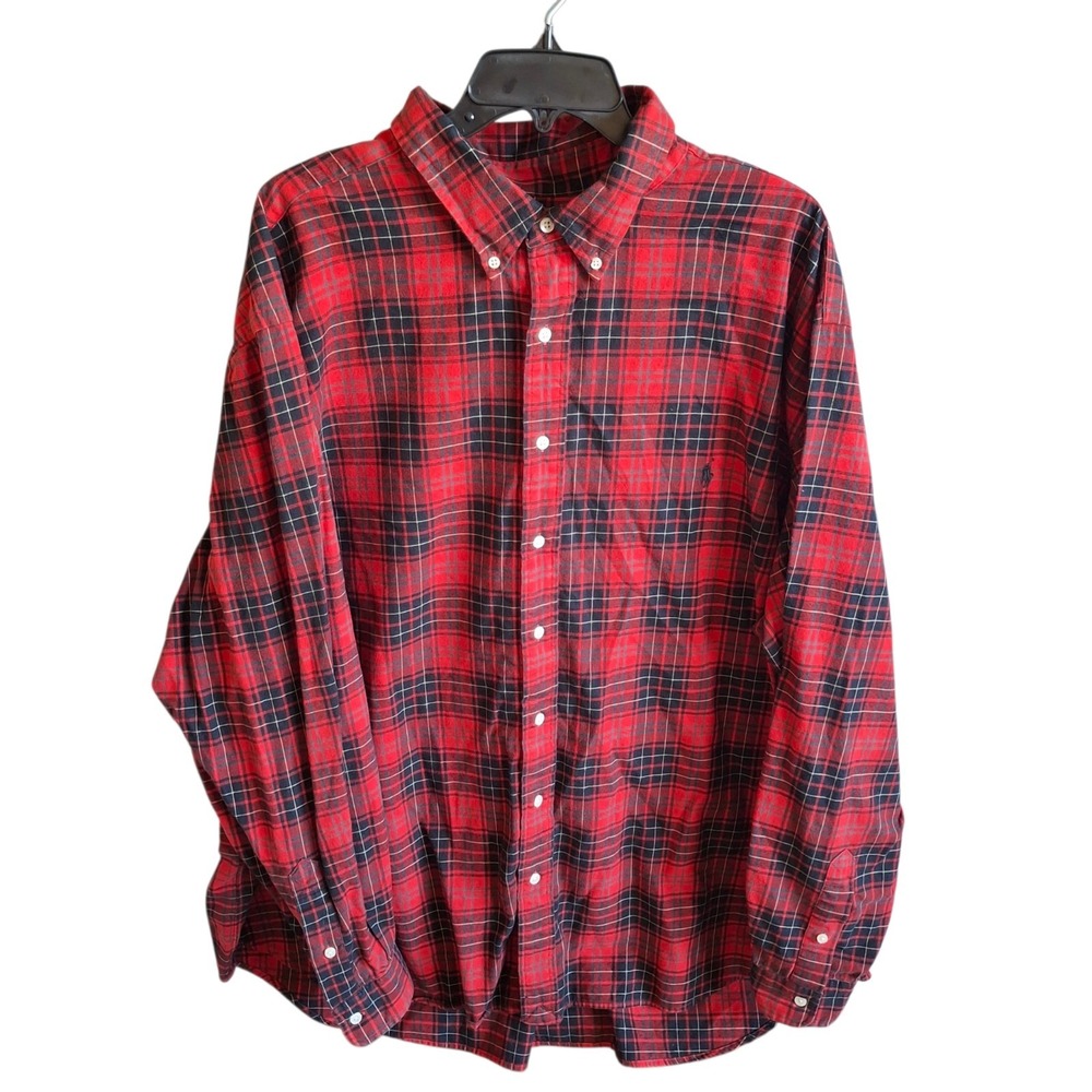 Polo Ralph Lauren Performance Flannel Mens 3XB Shirt Red Plaid Tartan Lumberjack